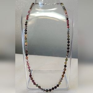 Handmade sterling silver Swarovski crystal gemstone necklace